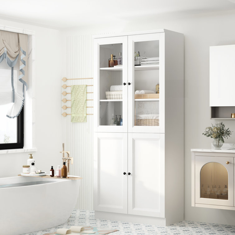 White bathroom 2025 towel cabinet